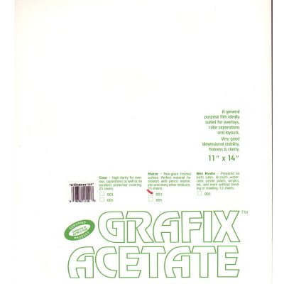 Grafix Matte Acetate Film Pad, 11" x 14", 0.003" Thick, 25 Sheets