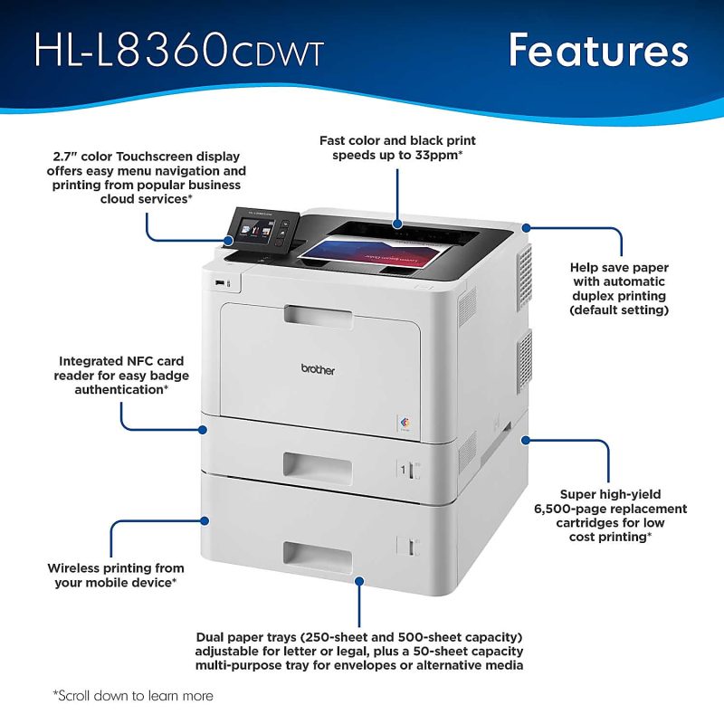 Brother® HL-L8360CDWT Laser Color Printer - Image 2