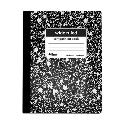 C-Line Composition Notebooks, 7-1/2" x 9-3/4", Wide Rule, 100 Sheets, Black Marble, Pack Of 12 Notebooks