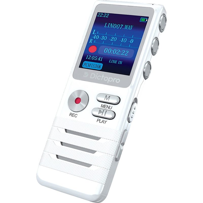 Dictopro Digital Voice Activated Recorder by Dictopro - Easy HD Recording of Lectures and Meetings w/Double Microphone, MP3, USB, 8GB - 8 GBLCD - MP3, WAV, APE, FLAC - 700 HourspeaceRecording Time - Portable