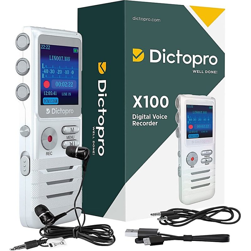 Dictopro Digital Voice Activated Recorder by Dictopro - Easy HD Recording of Lectures and Meetings w/Double Microphone, MP3, USB, 8GB - 8 GBLCD - MP3, WAV, APE, FLAC - 700 HourspeaceRecording Time - Portable - Image 2