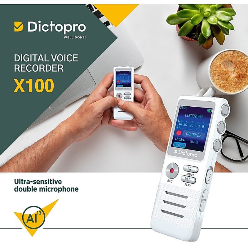 Dictopro Digital Voice Activated Recorder by Dictopro - Easy HD Recording of Lectures and Meetings w/Double Microphone, MP3, USB, 8GB - 8 GBLCD - MP3, WAV, APE, FLAC - 700 HourspeaceRecording Time - Portable - Image 4