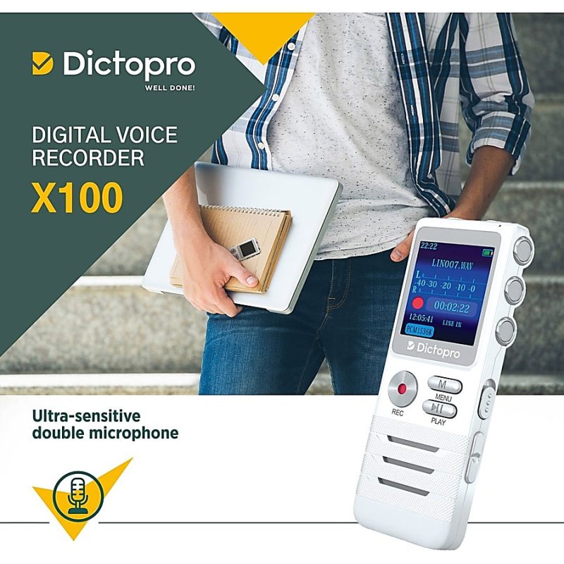 Dictopro Digital Voice Activated Recorder by Dictopro - Easy HD Recording of Lectures and Meetings w/Double Microphone, MP3, USB, 8GB - 8 GBLCD - MP3, WAV, APE, FLAC - 700 HourspeaceRecording Time - Portable - Image 5
