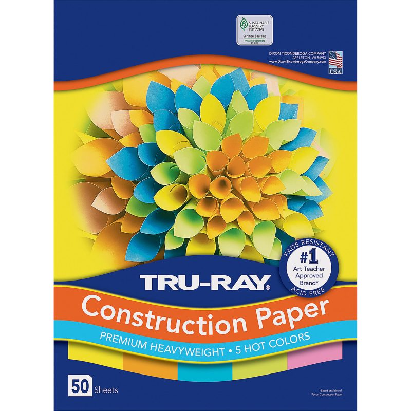 Tru-Ray® Construction Paper, 12" x 18", Assorted Hot Colors, 50 Sheets Per Pack, Set Of 3 Packs - Image 2