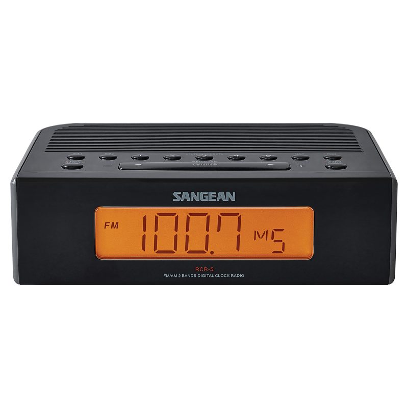 Sangean RCR-5BK AM/FM Digital Tuning Clock Radio, 2-1/4”H x 6-13/16”W x 5-5/8”D - Image 2