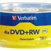 Verbatim® DVD+RW Rewritable Media Spindle, 4.7GB/120 Minutes, Pack Of 30