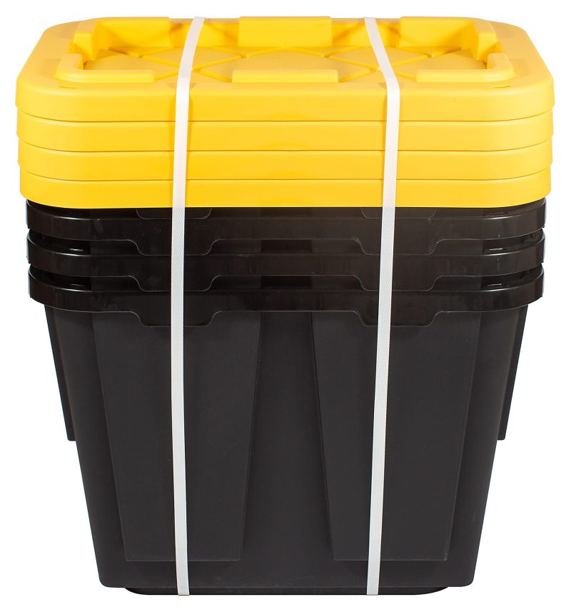 Office Depot® Brand by Greenmade® Professional Storage Totes, 12-Gallon, Black/Yellow, Pack Of 4 Totes - Image 2