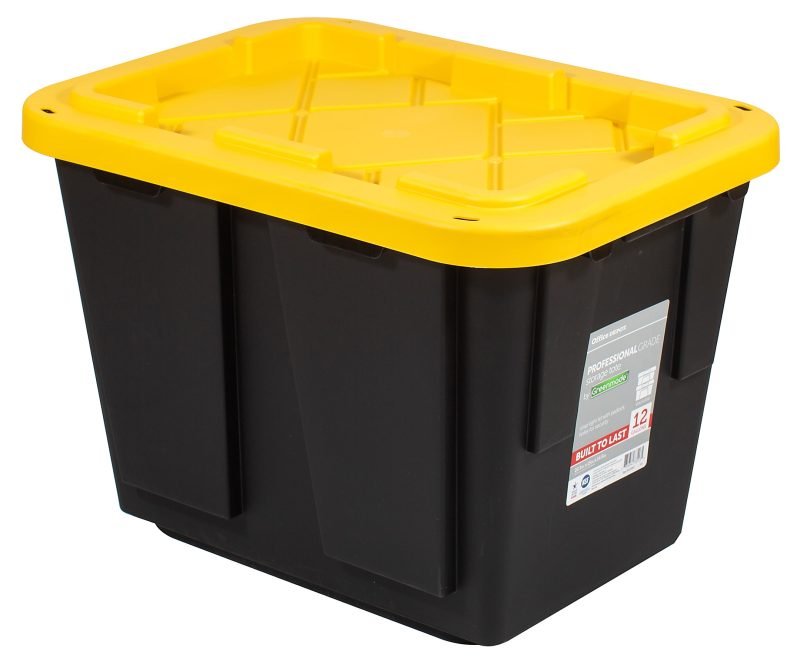 Office Depot® Brand by Greenmade® Professional Storage Totes, 12-Gallon, Black/Yellow, Pack Of 4 Totes - Image 6