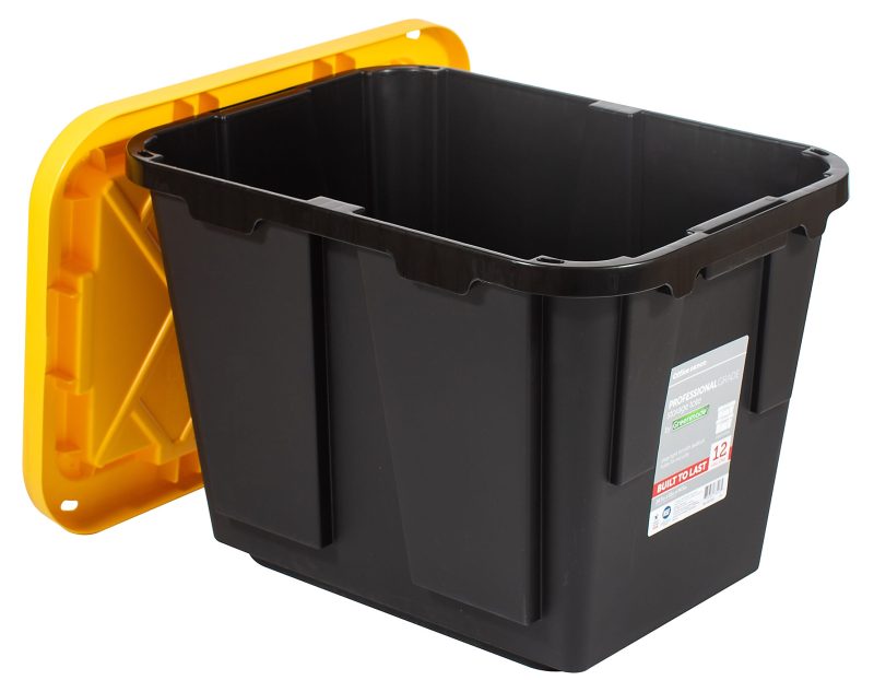 Office Depot® Brand by Greenmade® Professional Storage Totes, 12-Gallon, Black/Yellow, Pack Of 4 Totes - Image 7