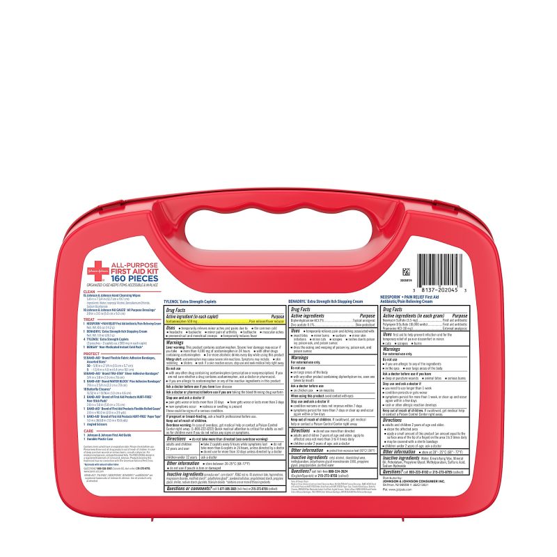 Johnson & Johnson All-Purpose Portable Compact Emergency First Aid Kit, 160 pieces - Image 12