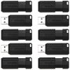 Verbatim® PinStripe USB Flash Drive, 64GB, Black, Pack Of 10