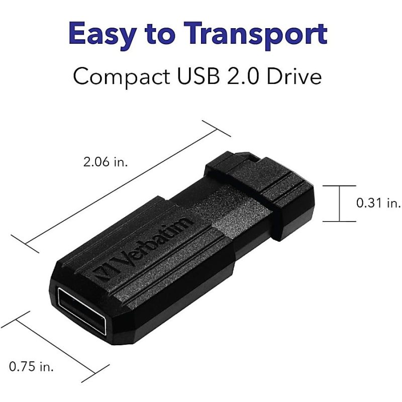 Verbatim® PinStripe USB Flash Drive, 64GB, Black, Pack Of 10 - Image 6