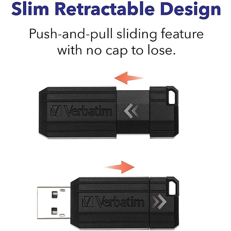 Verbatim® PinStripe USB Flash Drive, 64GB, Black, Pack Of 10 - Image 7