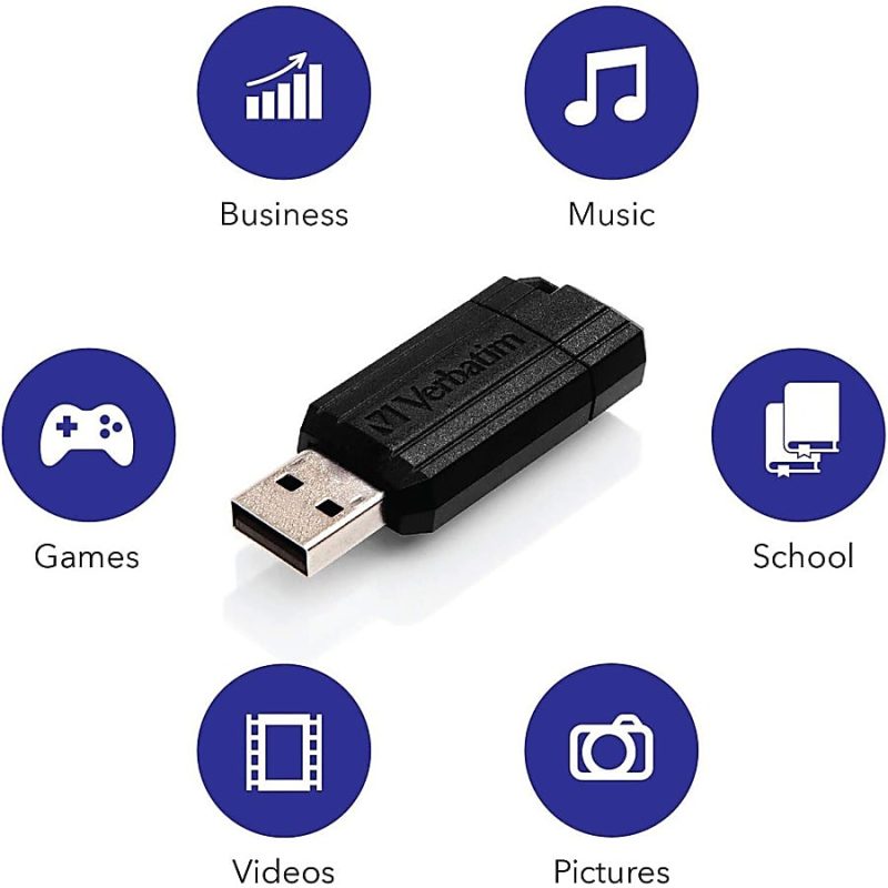 Verbatim® PinStripe USB Flash Drive, 64GB, Black, Pack Of 10 - Image 8