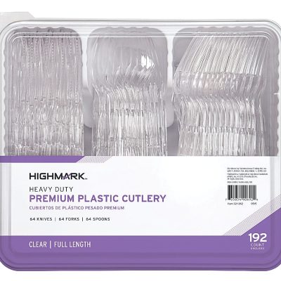 Highmark® Heavy-Duty Plastic Cutlery, Clear, Pack Of 192 Utensils