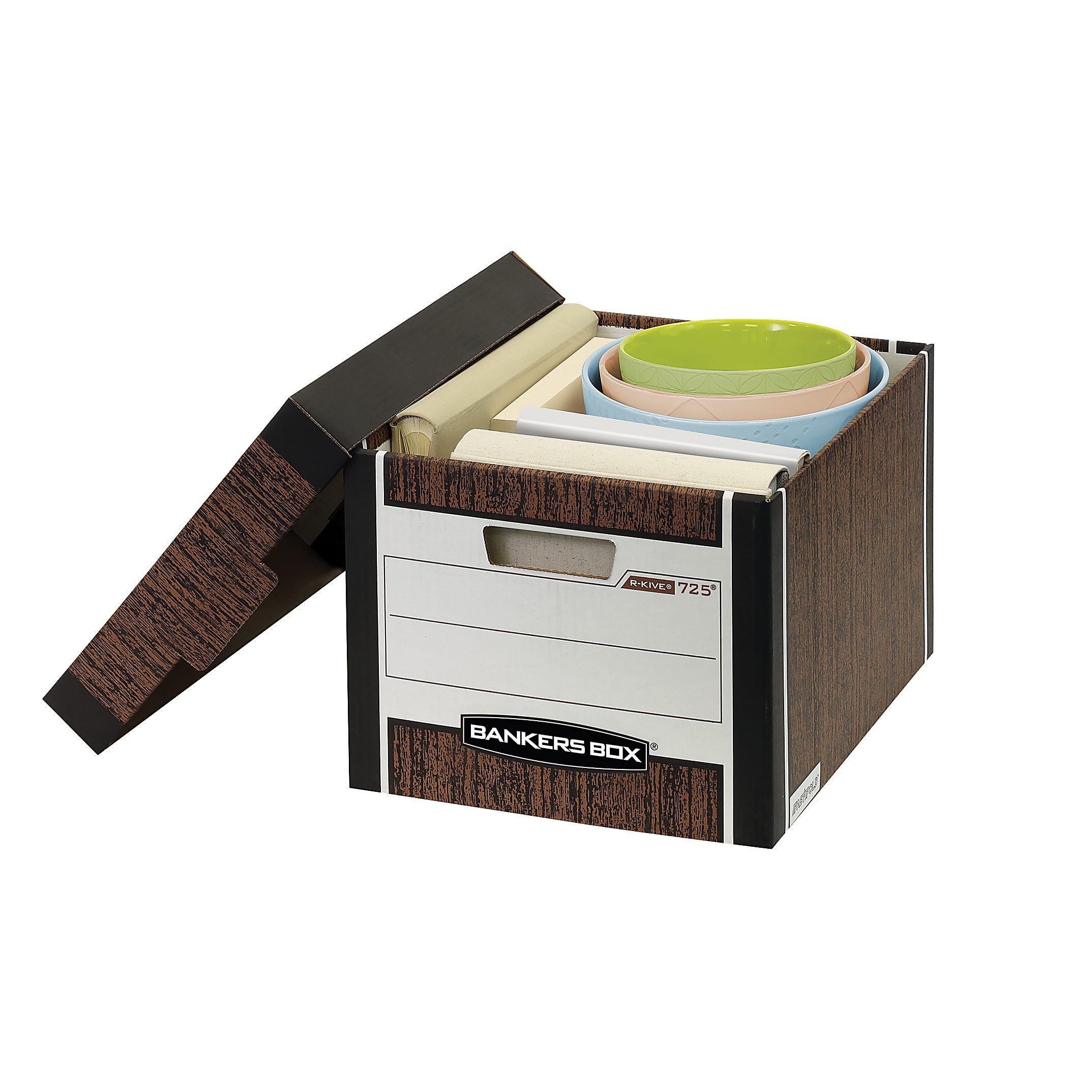 Bankers Box® R Kive® Standard-Duty Storage Boxes With Lift-Off Lids, Letter/Legal Size, 15" x 12" x 10", 60% Recycled, Woodgrain, Case Of 12 - Image 3