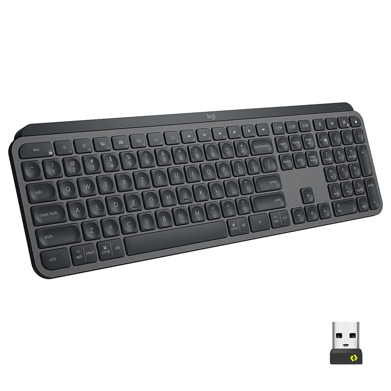 Logitech MX Keys Wireless Illuminated Keyboard for Business, Quiet Perfect-Stroke Keys, Logi Bolt Technology - Graphite - Wireless Connectivity - Bluetooth - 32.81 ft - iPhone, iPad, iPad mini, iPod, Tablet, Desktop Computer, Notebook, Smartphone