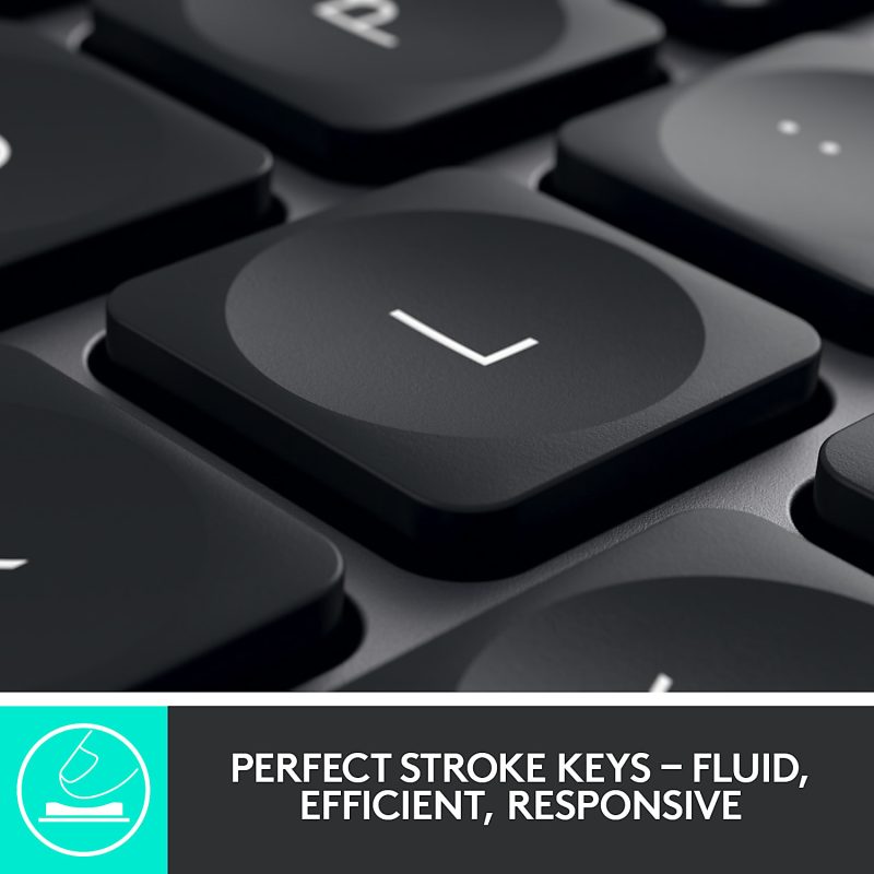 Logitech MX Keys Wireless Illuminated Keyboard for Business, Quiet Perfect-Stroke Keys, Logi Bolt Technology - Graphite - Wireless Connectivity - Bluetooth - 32.81 ft - iPhone, iPad, iPad mini, iPod, Tablet, Desktop Computer, Notebook, Smartphone - Image 3