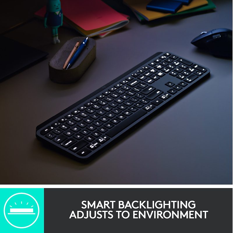 Logitech MX Keys Wireless Illuminated Keyboard for Business, Quiet Perfect-Stroke Keys, Logi Bolt Technology - Graphite - Wireless Connectivity - Bluetooth - 32.81 ft - iPhone, iPad, iPad mini, iPod, Tablet, Desktop Computer, Notebook, Smartphone - Image 5