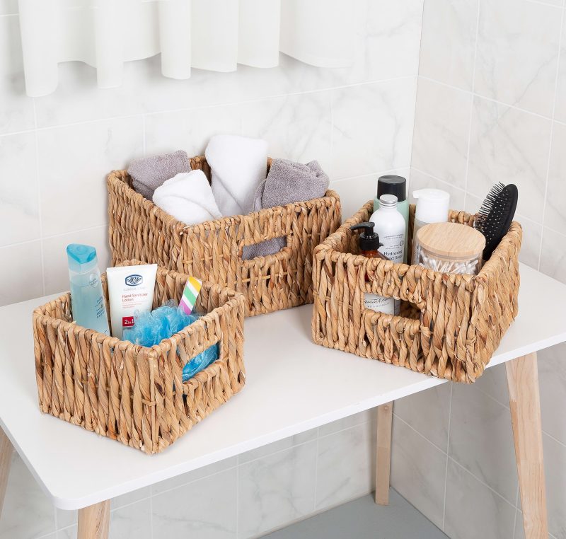 Honey Can Do Square Nested Baskets, 14”H x 18”W x 18”D, Natural, Set Of 3 Baskets