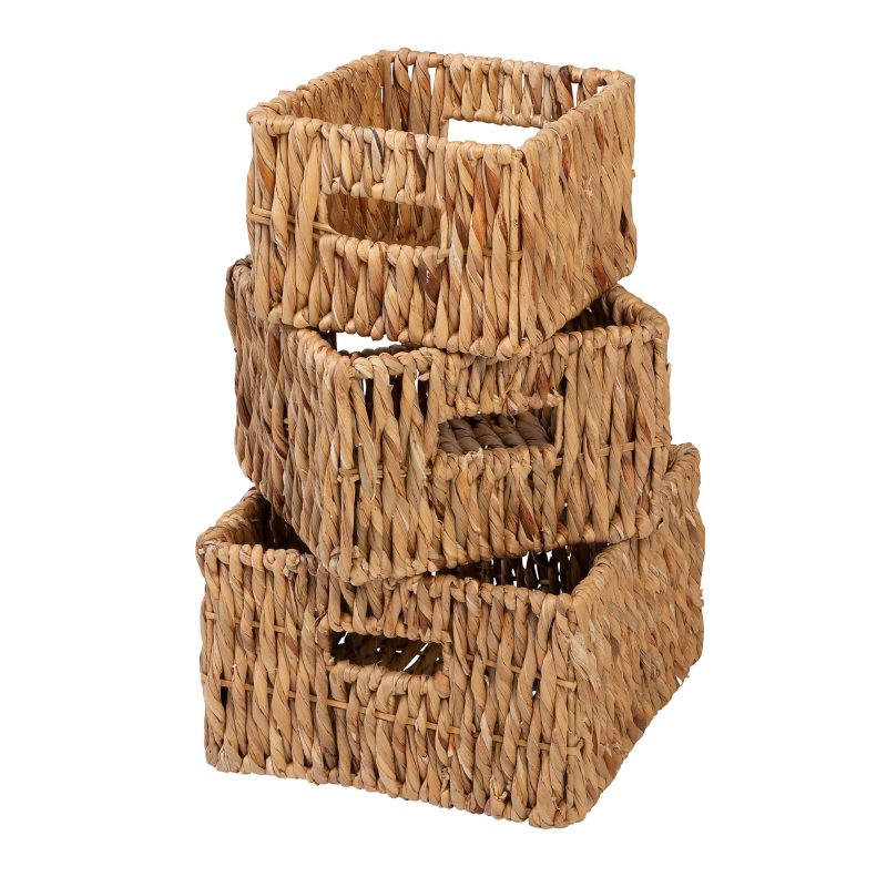 Honey Can Do Square Nested Baskets, 14”H x 18”W x 18”D, Natural, Set Of 3 Baskets - Image 2