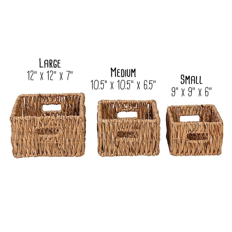 Honey Can Do Square Nested Baskets, 14”H x 18”W x 18”D, Natural, Set Of 3 Baskets - Image 3