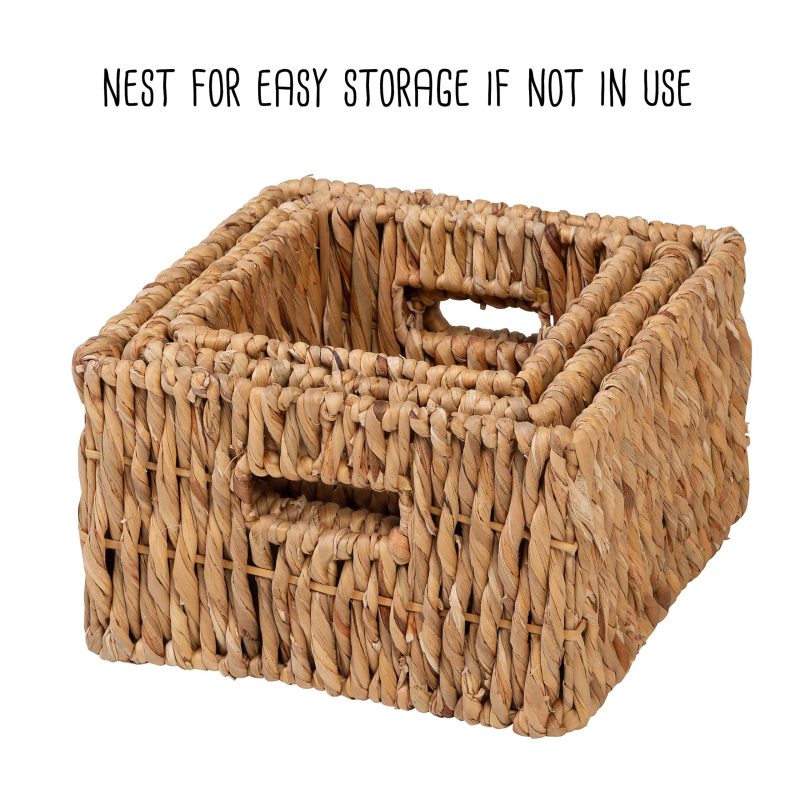 Honey Can Do Square Nested Baskets, 14”H x 18”W x 18”D, Natural, Set Of 3 Baskets - Image 5