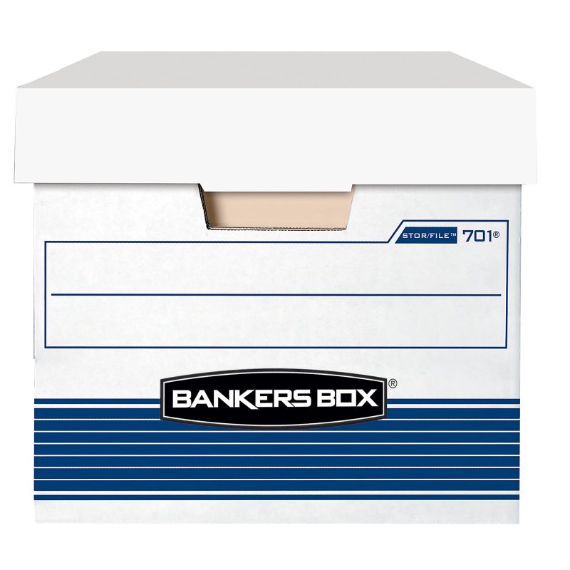 Bankers Box® Stor/File™ Medium-Duty Storage Boxes With Locking Lift-Off Lids And Built-In Handles, Letter Size, 24" x 12" x 10", 60% Recycled, White/Blue, Case Of 4, 70107 - Image 3