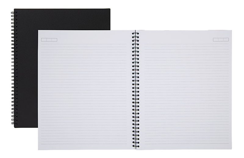 Office Depot® Brand Wirebound Business Notebook, Hard Back Cover, 7-1/4" x 9-1/2", Narrow Ruled, 80 Sheets, Black - Black,College
