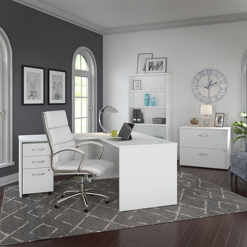Bush Business Furniture Studio C 60"W Office Computer Desk, White, Standard Delivery - Image 6