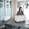 Bankers Box® Stor/File™ FastFold® Standard-Duty Storage Boxes With Locking Lift-Off Lids And Built-In Handles, Letter Size, 24“D x 12" x 10", 60% Recycled, White/Blue, Case Of 12 - Image 4