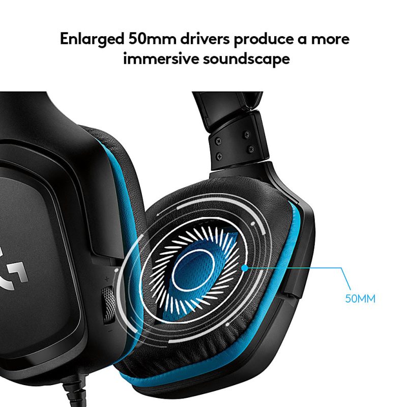 Logitech® G432 7.1 Surround Sound Over-The-Ear Wired Gaming Headset, Black, 981-000769 - Image 4