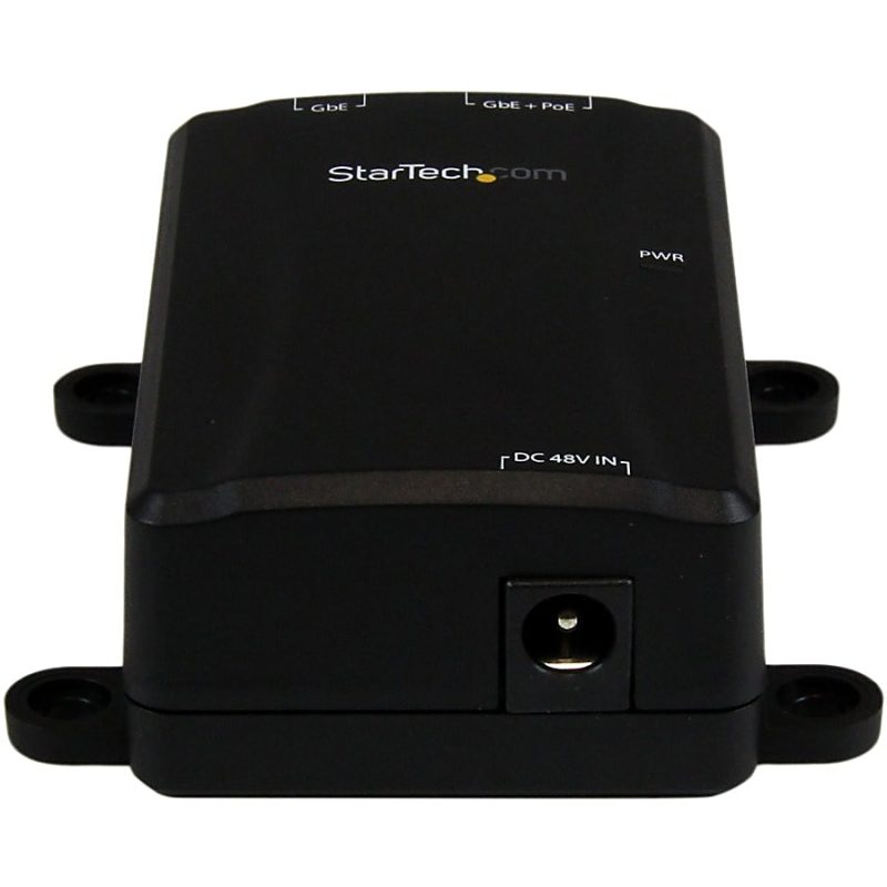 StarTech.com 1 Port Gigabit PoE Power over Ethernet Injector 48V / 30W - 802.3at / 802.3af - Wall-Mountable - 110 V AC, 220 V AC Input - 48 V Output - 30 W - Black - Image 2