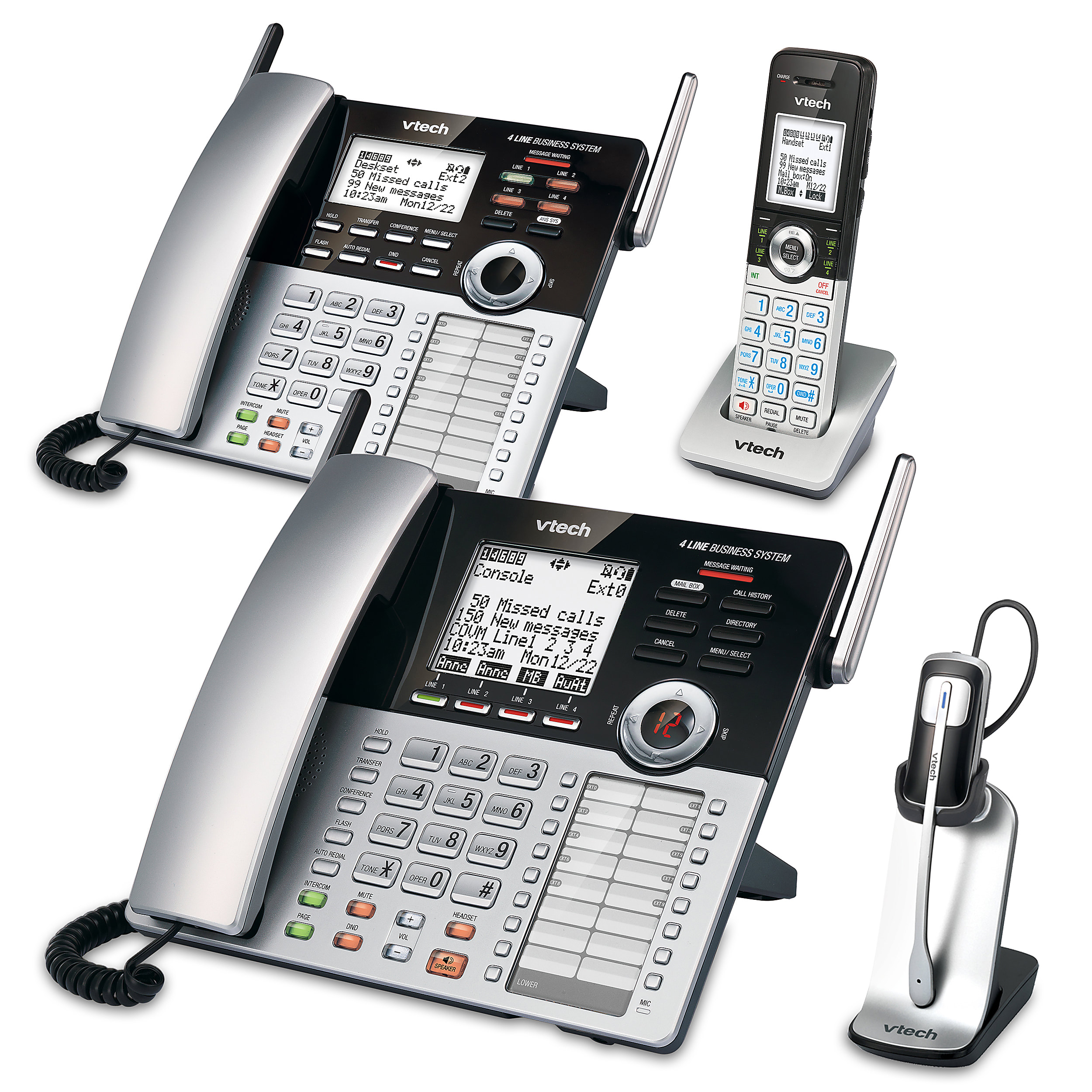 VTech® CM18445 4-Line Small Business Office Phone System Bundle with 2 Desksets, 1 Handset and 1 Headset - Image 3