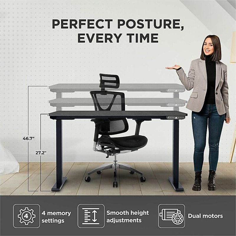 Rise Up® Electric 48"W Standing Computer Desk, Black Frame - Image 4