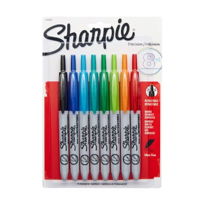 Sharpie® Retractable Permanent Markers, Ultra-Fine Point, Black, Pack Of 12 - Assorted,8