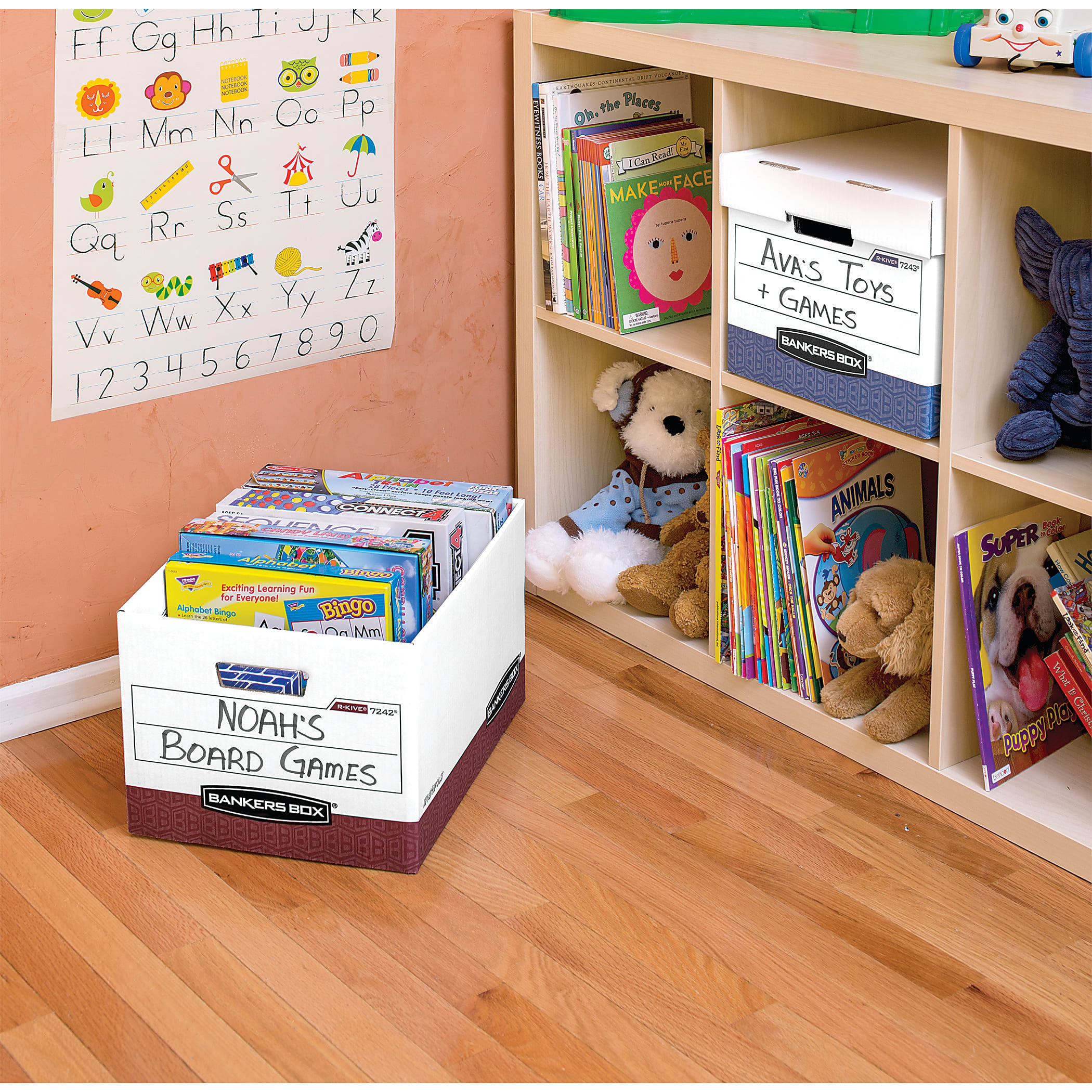 Bankers Box® R Kive® Standard-Duty Storage Boxes With Lift-Off Lids, Letter/Legal Size, 15" x 12" x 10", 60% Recycled, White/Red, Case Of 12 - Image 2