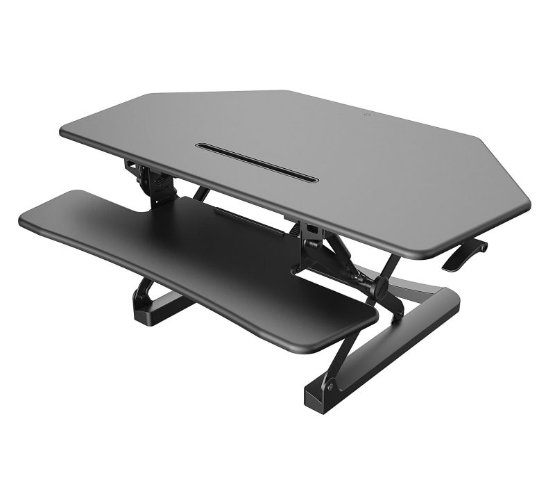 FlexiSpot Height-Adjustable Standing Desk Riser for Corner Desk, 41"W, Black - Image 3