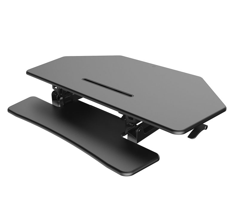 FlexiSpot Height-Adjustable Standing Desk Riser for Corner Desk, 41"W, Black - Image 4
