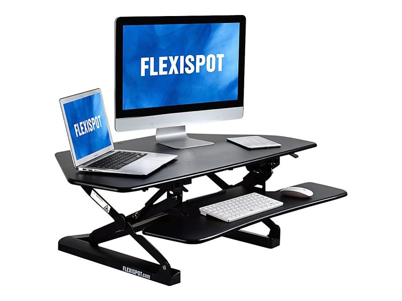 FlexiSpot Height-Adjustable Standing Desk Riser for Corner Desk, 41"W, Black - Image 10