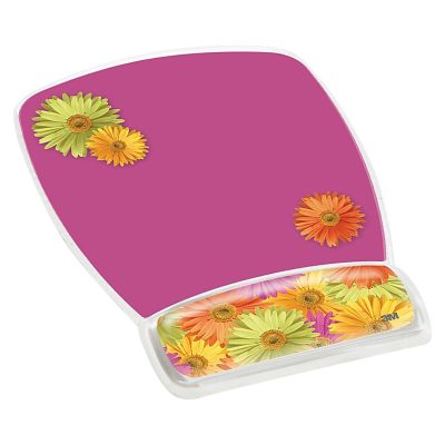 3M™ Precise™ Micro-Texture Mousing Surface With Gel Wrist Rest, Daisy Design