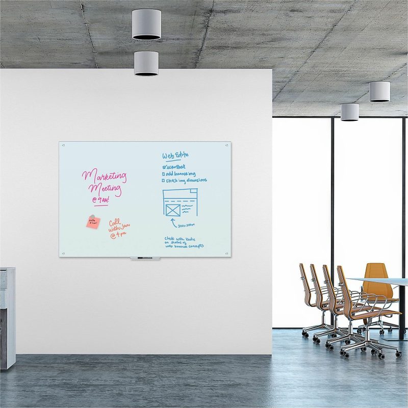 U Brands® Magnetic Glass Dry-Erase Board, 72" X 48", White Frosted Surface, Frameless, Actual Size 70" X 47" (2301U00-01) - Image 5