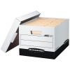 Bankers Box® R Kive® Heavy-Duty Storage Boxes With Locking Lift-Off Lids And Built-In Handles, Letter/Legal Size, 15" x 12" x 10", 60% Recycled, White/Black, Case Of 12