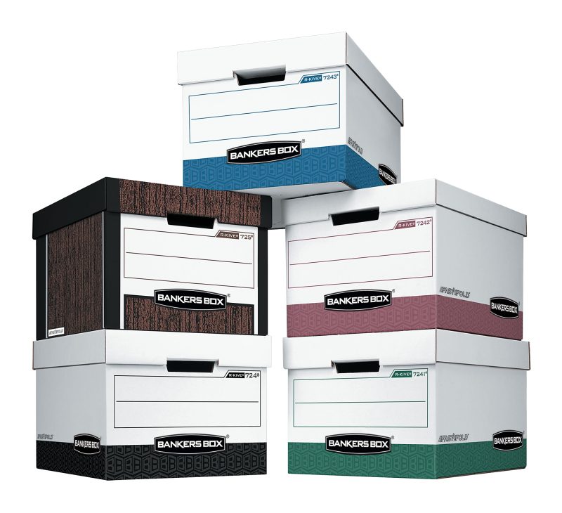 Bankers Box® R Kive® Heavy-Duty Storage Boxes With Locking Lift-Off Lids And Built-In Handles, Letter/Legal Size, 15" x 12" x 10", 60% Recycled, White/Black, Case Of 12 - Image 2