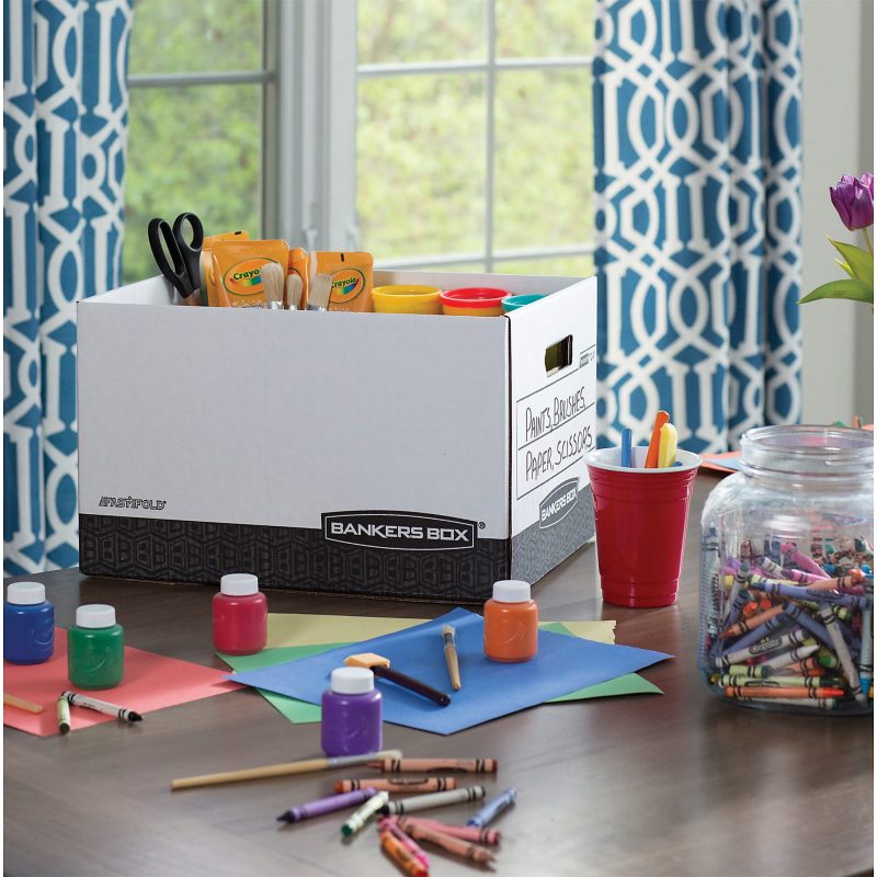 Bankers Box® R Kive® Heavy-Duty Storage Boxes With Locking Lift-Off Lids And Built-In Handles, Letter/Legal Size, 15" x 12" x 10", 60% Recycled, White/Black, Case Of 12 - Image 5