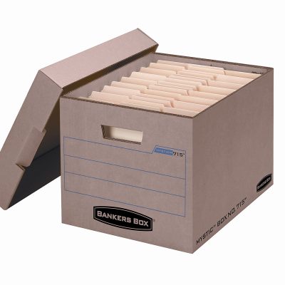 Bankers Box® Mystic™ Storage Boxes With Lift-Off Lids, Letter/Legal Size, 10" x 12" x 15", 85% Recycled, Kraft, Case Of 25