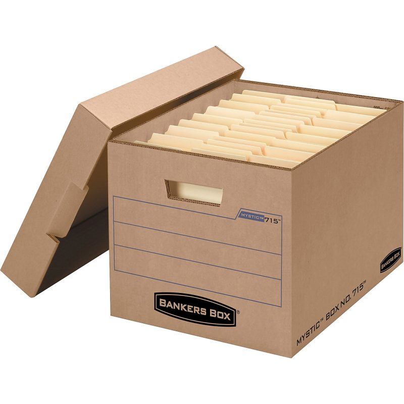 Bankers Box® Mystic™ Storage Boxes With Lift-Off Lids, Letter/Legal Size, 10" x 12" x 15", 85% Recycled, Kraft, Case Of 25 - Image 5