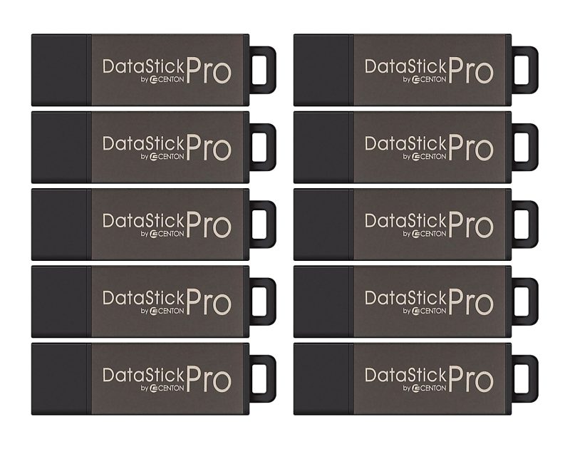 Centon DataStick Pro USB 2.0 Flash Drives, 32GB, Gray, Pack Of 10 Flash Drives