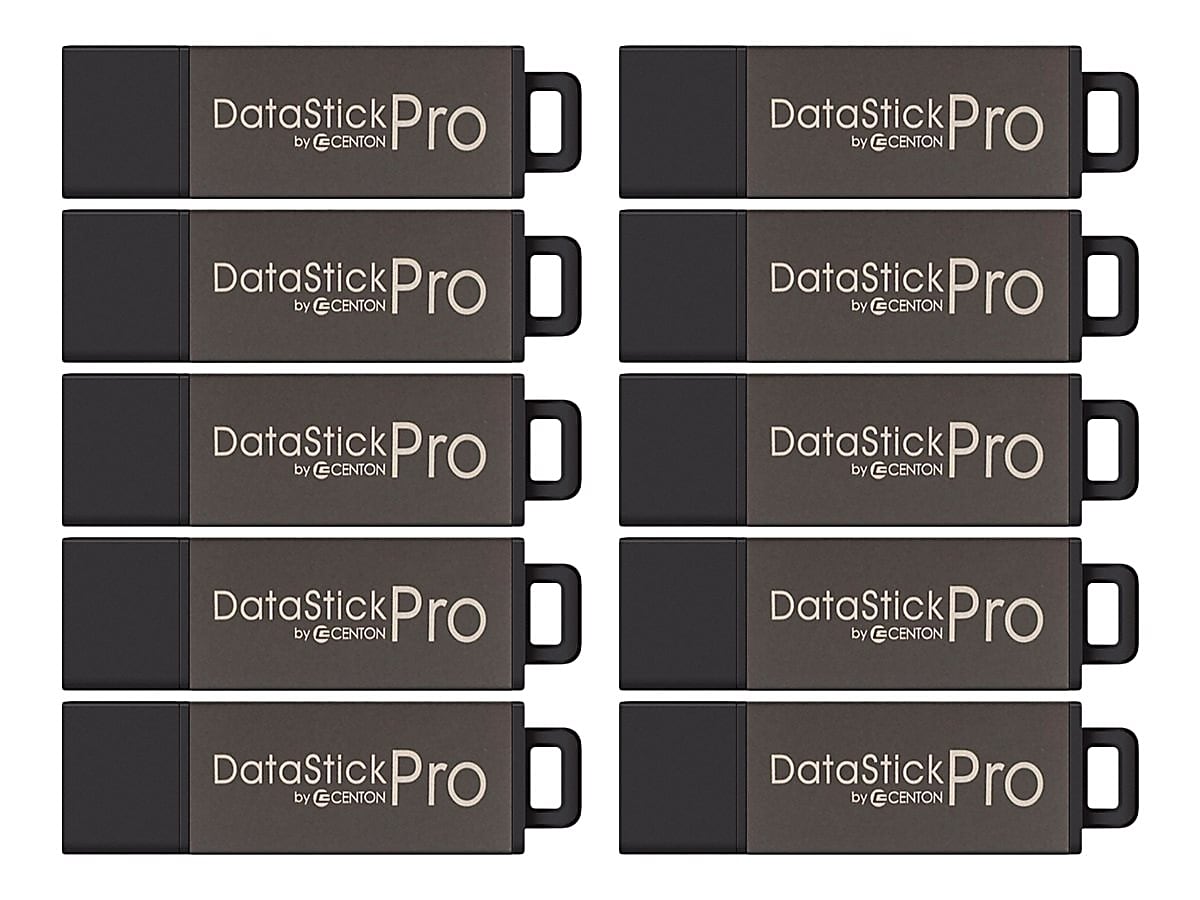Centon DataStick Pro USB 2.0 Flash Drives, 32GB, Gray, Pack Of 10 Flash Drives - Image 7