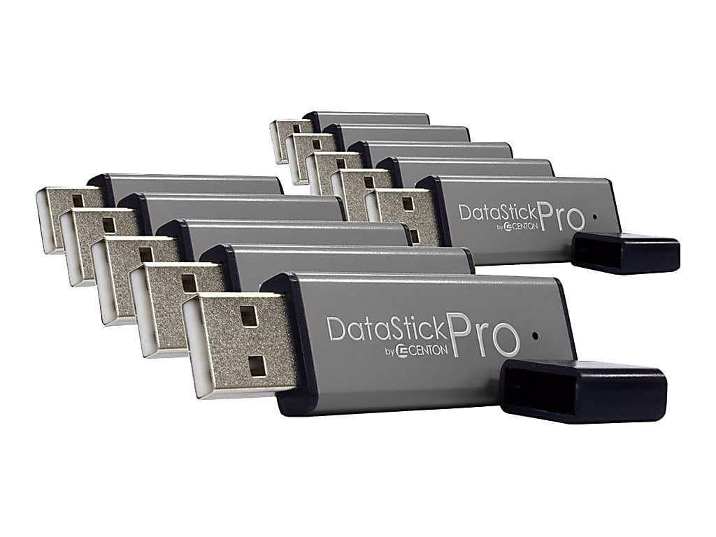 Centon DataStick Pro USB 2.0 Flash Drives, 32GB, Gray, Pack Of 10 Flash Drives - Image 8